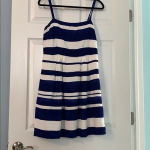 Blue and white striped dress